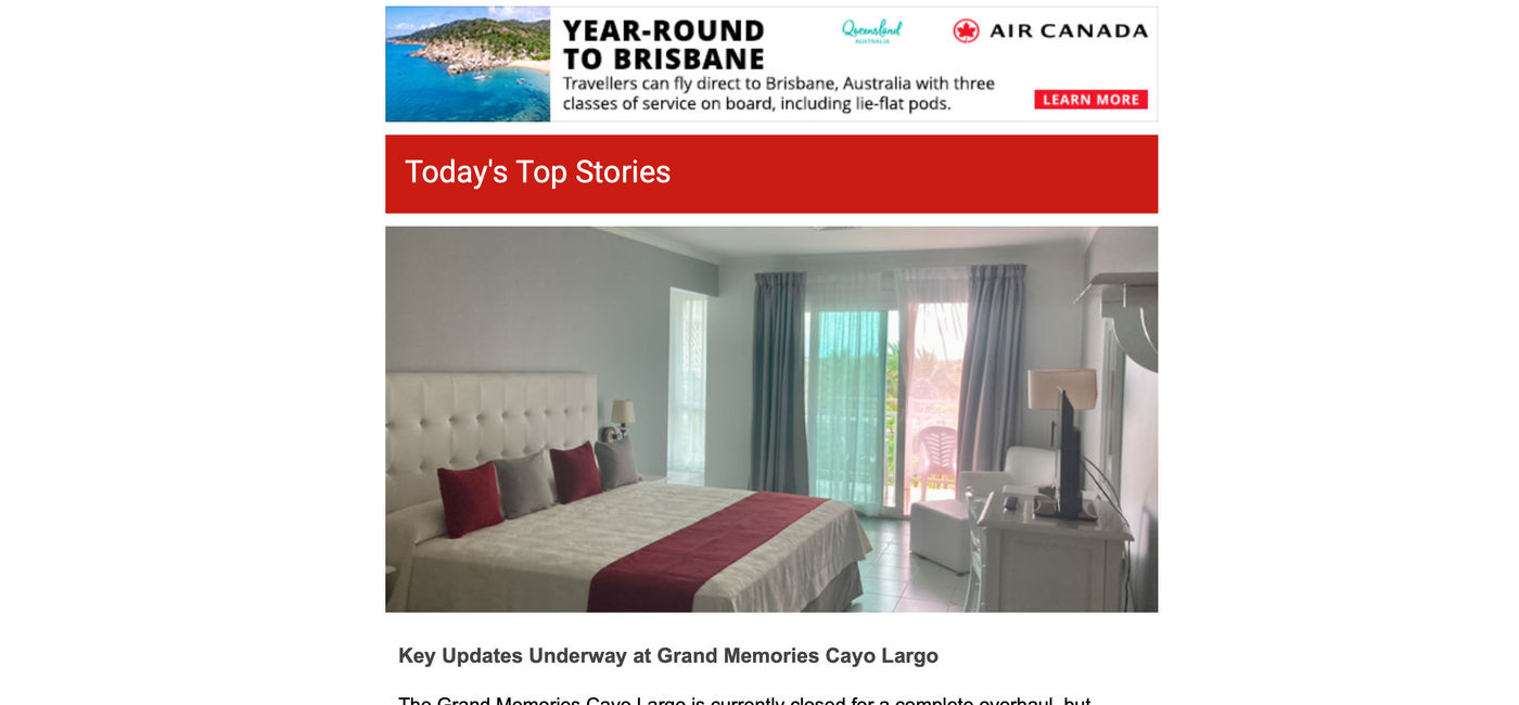 Image: The new-look TravelPulse Canada newsletter. (Photo Credit: Bruce Parkinson)