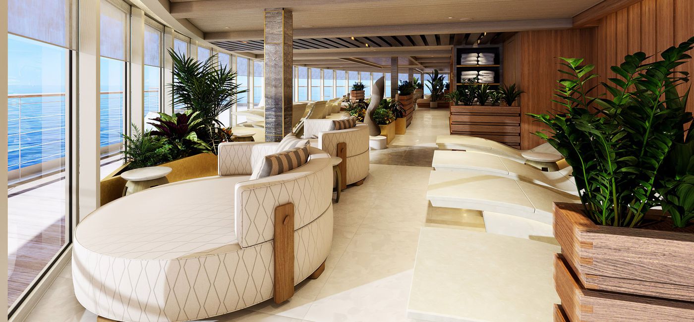 Image: The relaxation area in the Mandara Spa on Norwegian Prima. (Rendering courtesy of Norwegian Cruise Line)