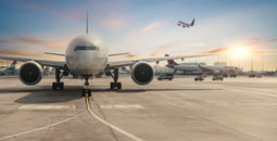 Passenger airplane sitting on the tarmac.
