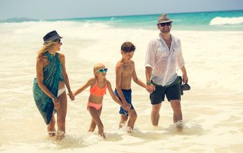 Family enjoying the beach