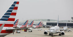 American Airlines, parked airplanes, airplanes