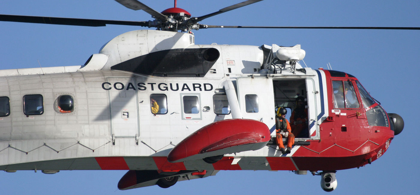 Image: PHOTO: Coast Guard rescue helicopter. (Photo via iStock / Getty Images Plus / JoeGough)