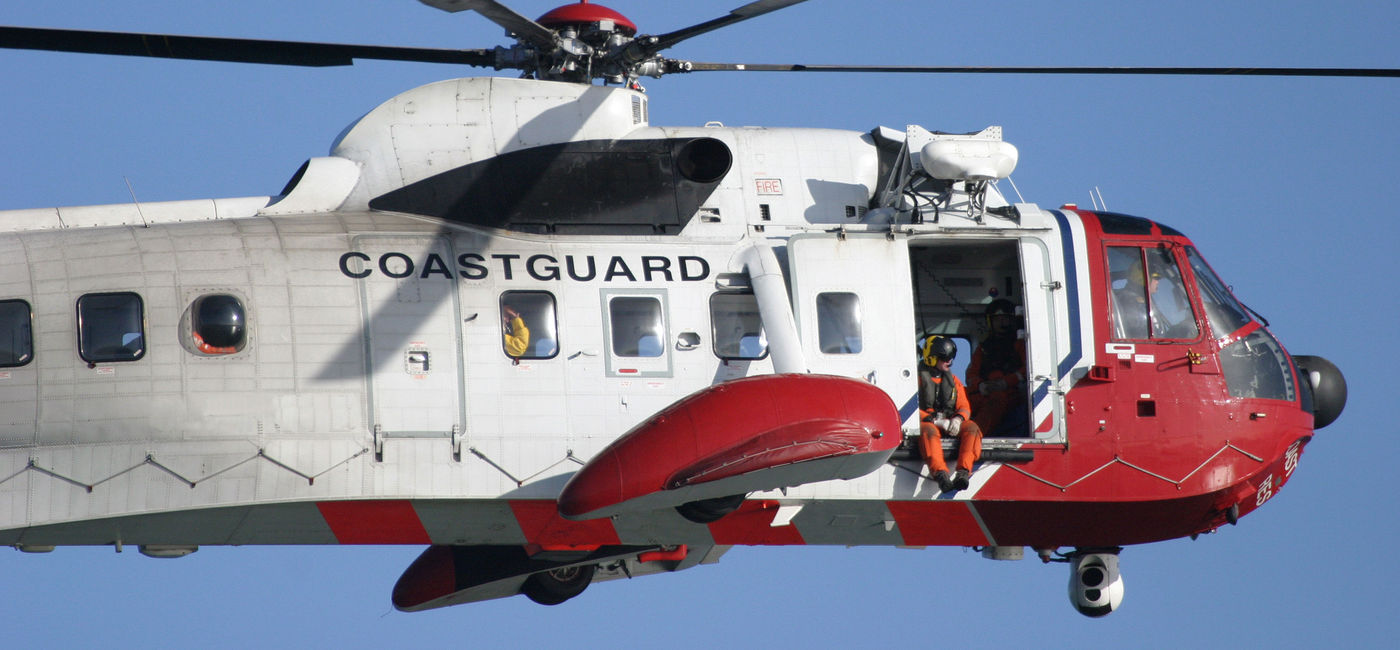 Image: US Coast Guard rescue helicopter. (Photo via iStock / Getty Images Plus / JoeGough)