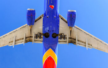 Southwest Airlines plane landing.