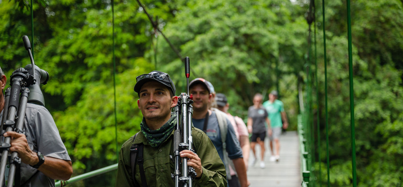 Image: Travelers on the National Geographic Expeditions' "Costa Rica: Wildlife and Conservation" trip hike through the La Selva Biological Station and Reserve.  (Photo Credit: Steven Diaz)