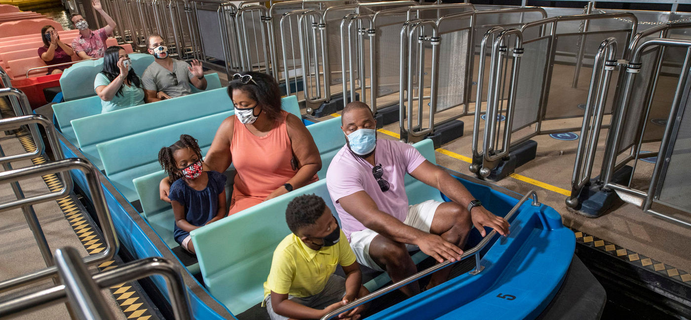 Image: PHOTO: Disney guests on ride with masks. (photo via Walt Disney World Resort Media)