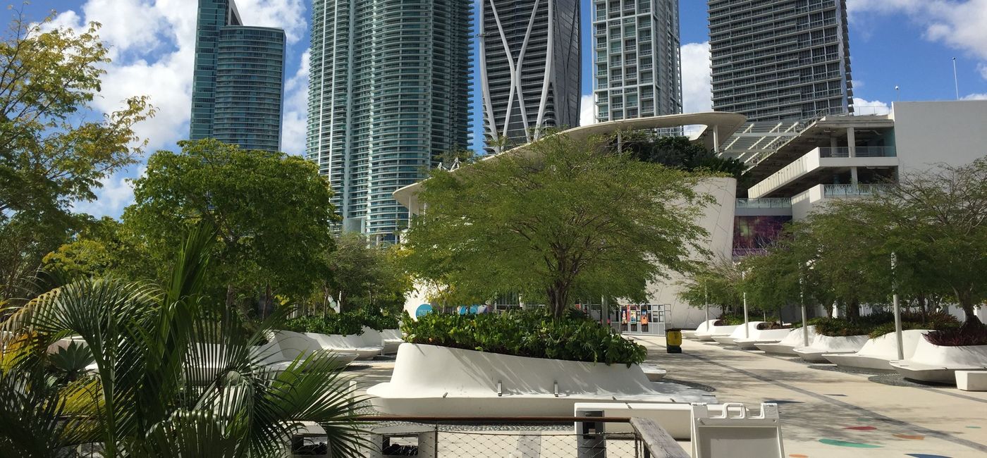 Image: Downtown Miami viewed from Maurice A. Ferre Park. (photo by Patrick Clarke)