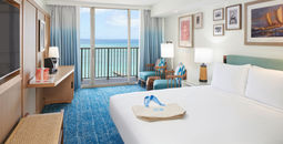 Oceanfront King room at the newly renovated Outrigger Reef Waikiki Beach Resort on Oahu, Hawaii.