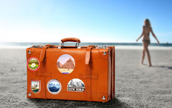 suitcase on the beach