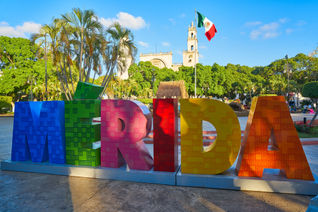 Sign in the historic Yucatán State capital city of Mérida, Mexico.