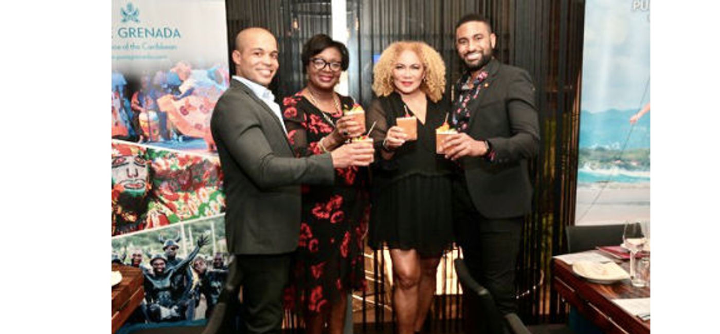 Image: From L to R: Zachary Samuel, Sales Representative, USA, Grenada Tourism Authority; Christine Noel-Horsford, Director of Sales, USA, Grenada Tourism Authority; Petra Roach, CEO, Grenada Tourism Authority; and Randall Dolland, Chairman, Grenada Tourism Authority. (Grenada Tourism Authority)