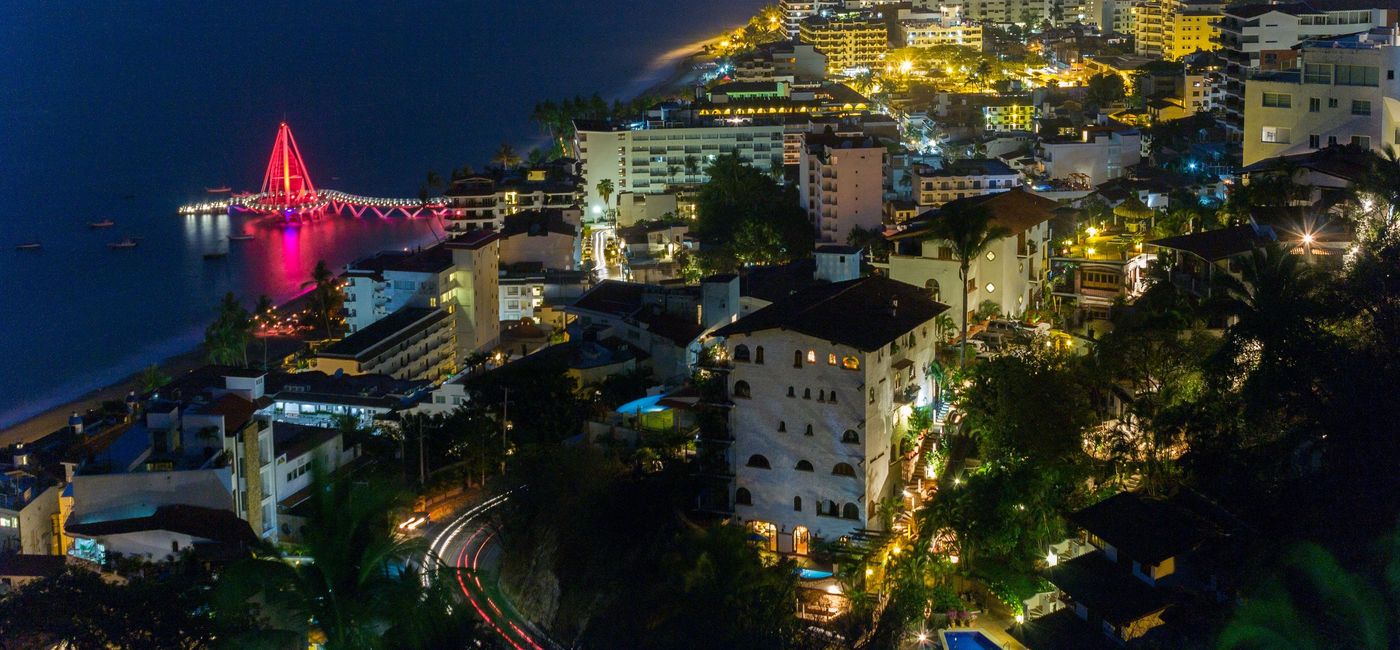 Image: Aerial view of Puerto Vallarta at night. (photo via Puerto Vallarta)