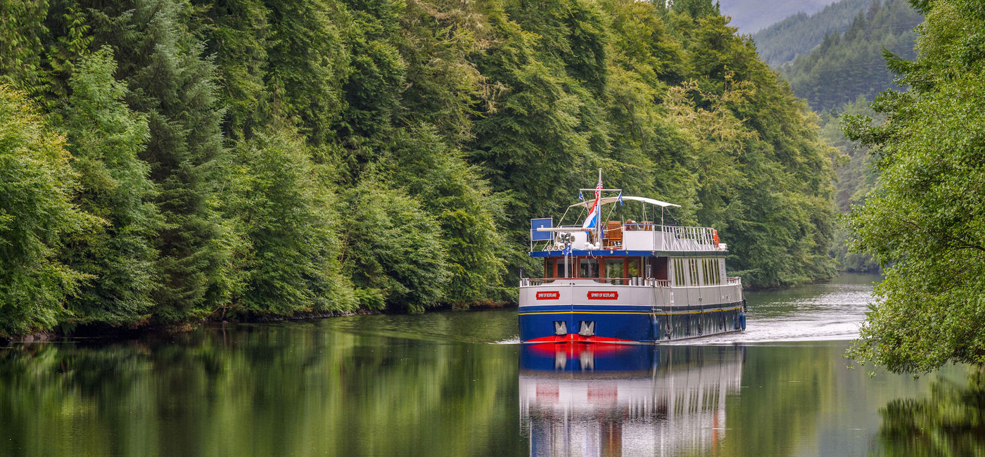 Image: European Waterways' luxury hotel barge, 'Spirit of Scotland', cruising along the Caledonian Canal. (photo courtesy of European Waterways)