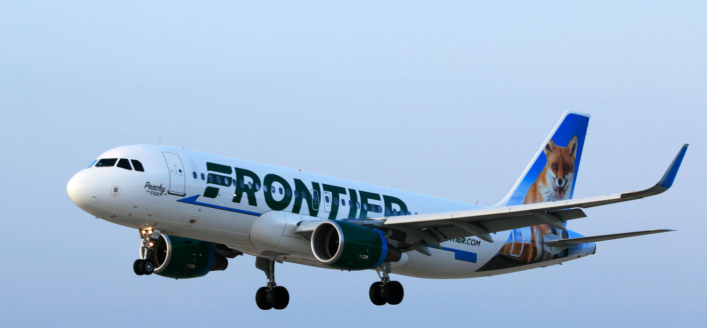 Image: Frontier Airlines Airbus A320 landing. (photo via Laser1987/iStock Editorial/Getty Images Plus)