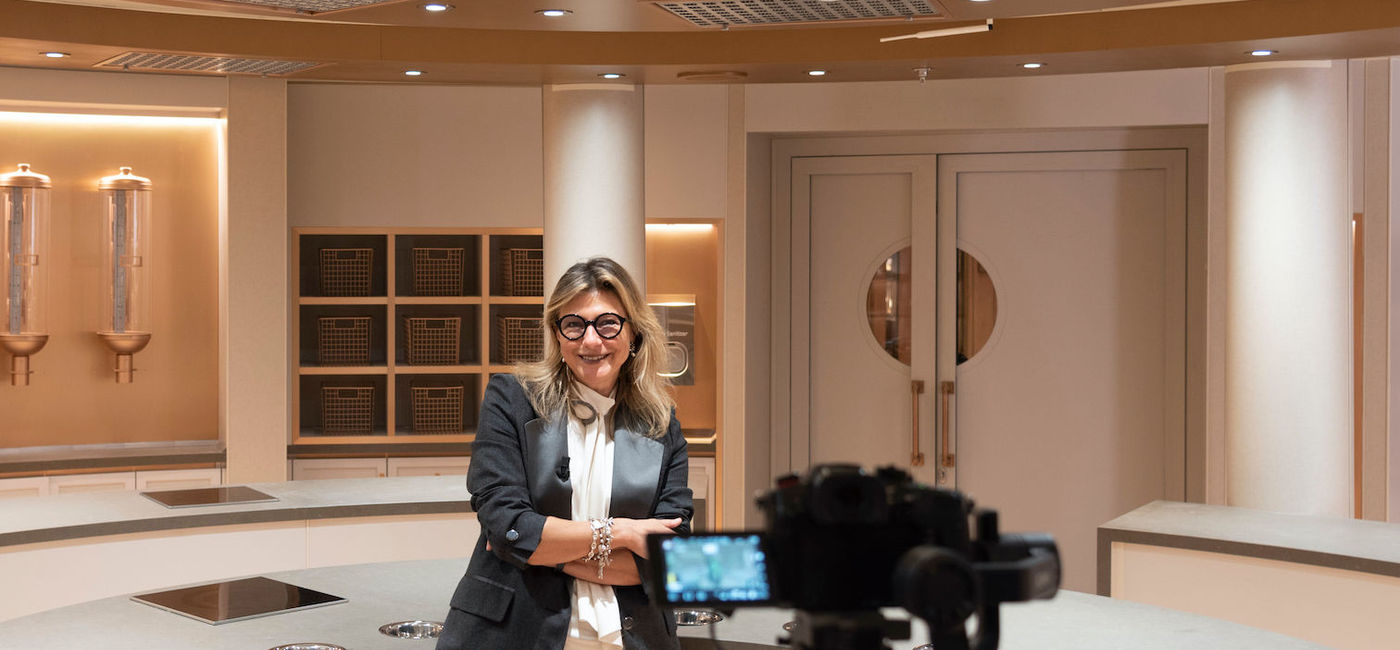 Image: Silversea Chief Marketing Officer Barbara Muckermann aboard the new Silver Moon. (Silversea Media License)