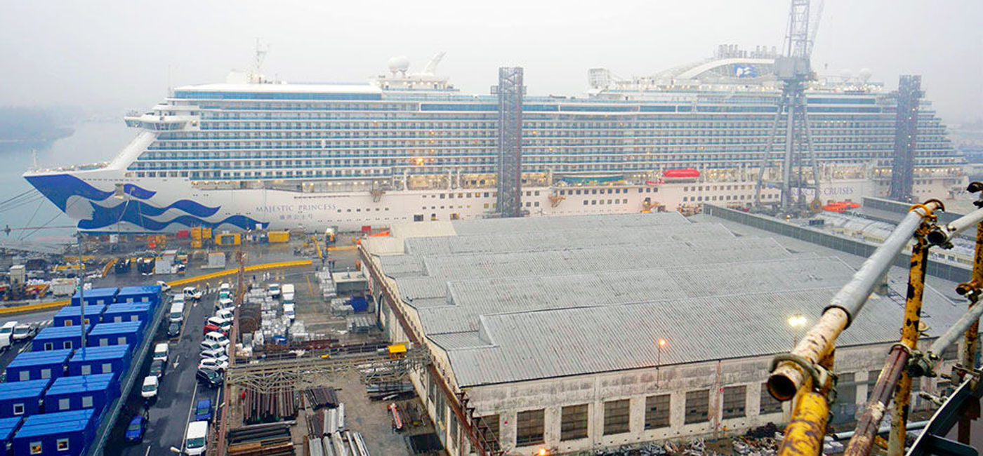 Image: PHOTO: Princess Cruises' Majestic Princess under final construction at Fincantieri's Monfalcone, Italy shipyard. (photo by Jason Leppert)