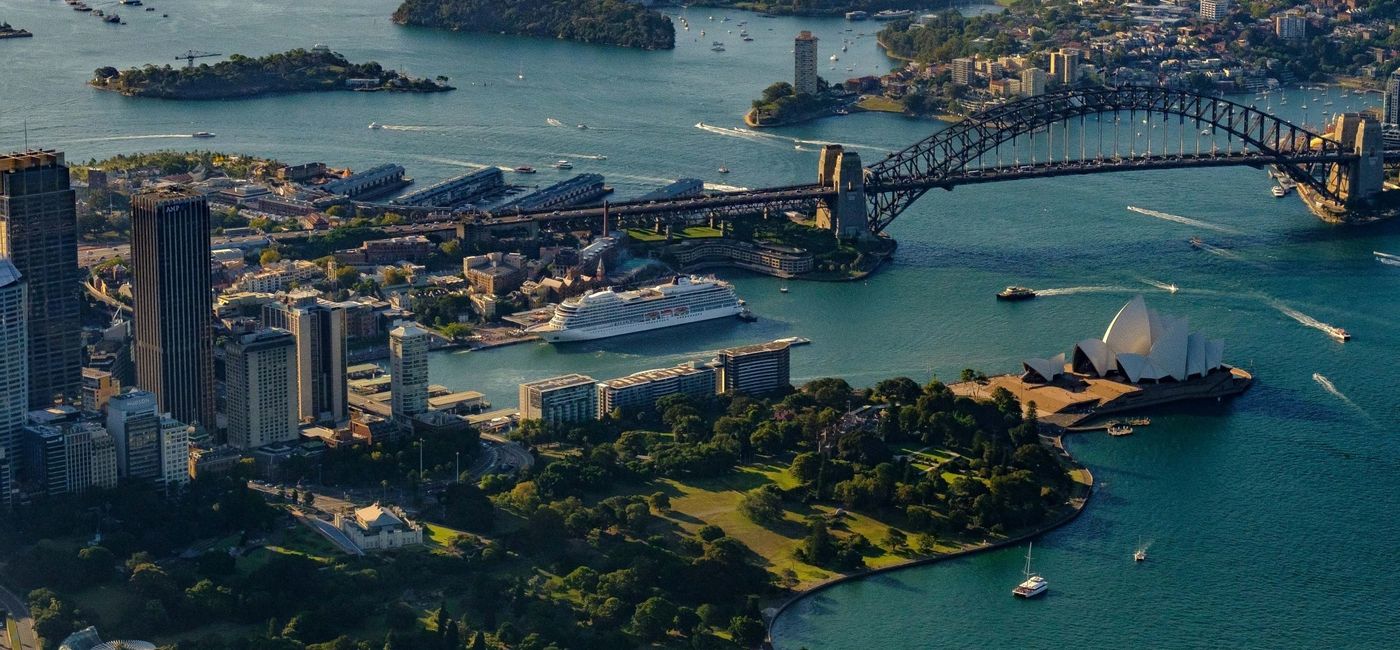 Image: Viking’s 2022-23 World Cruise will visit 58 ports, including Sydney, pictured above. (Photo via Viking)