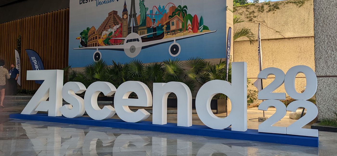 Image: 2022 ALGV Ascend sign outside Cancun Convention Center (photo by Eric Bowman)