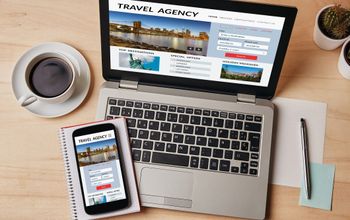 Travel agency concept on laptop and smartphone screen