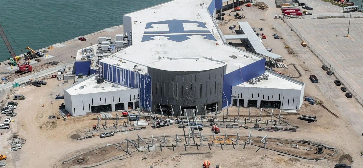 Image: Construction progresses on Royal Caribbean International’s $125 million cruise terminal in Galveston, Texas. (Royal Caribbean International)