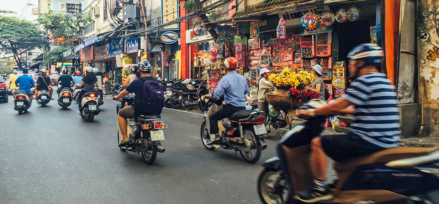Image: PHOTO: Bikes on a busy Vietnam street. (photo by Michelle Rae Uy)