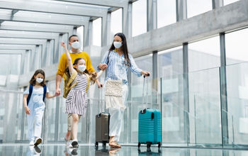 Family with two children going on holiday.