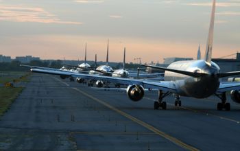 Evening traffic at New York City's John F. Kennedy International Airport, JFK