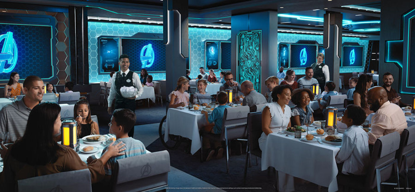 Image: Rendering of the Disney Wish's Marvel-themed restaurant "Avengers: Quantum Core" (photo via Disney Parks Blog) ((photo via Disney Parks Blog))