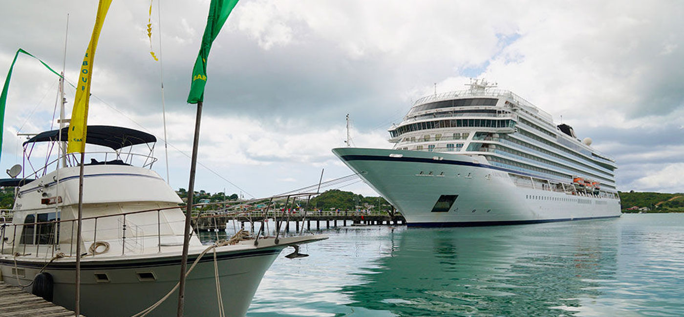 Image: PHOTO: Viking Ocean Cruises' Viking Star docked at St John's, the capital of Antigua and Barbuda. (photo by Jason Leppert)