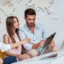 Summer vacation planning with a travel agent.