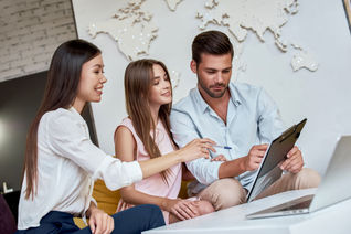 Summer vacation planning with a travel agent.
