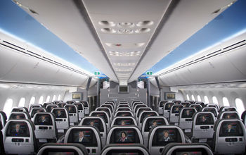American Airlines Boeing 787 Dreamliner Main Cabin Interior.
