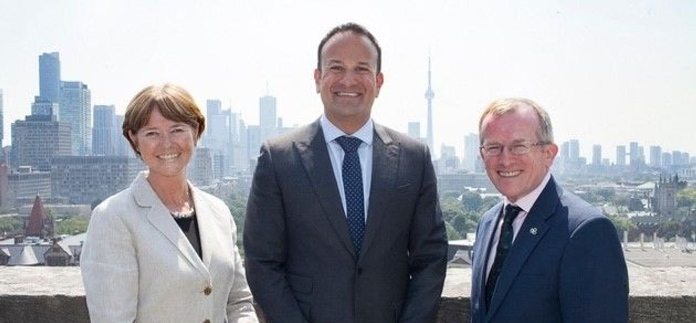 Image: Niall Gibbons, right, with Alison Metcalfe, Tourism Ireland VP North America, Australia and New Zealand and former Taoiseach Leo Varadkar, in Toronto. (Tourism Ireland)