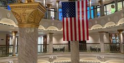 American flag in Carnival Venezia atrium.