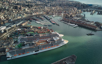 MSC Grandiosa in Genoa, Italy, on Jan. 24, 2021