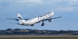 A Finnair Airbus A330 taking off from Finland's Helsinki Airport