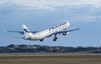 A Finnair Airbus A330 taking off from Finland&#39;s Helsinki Airport