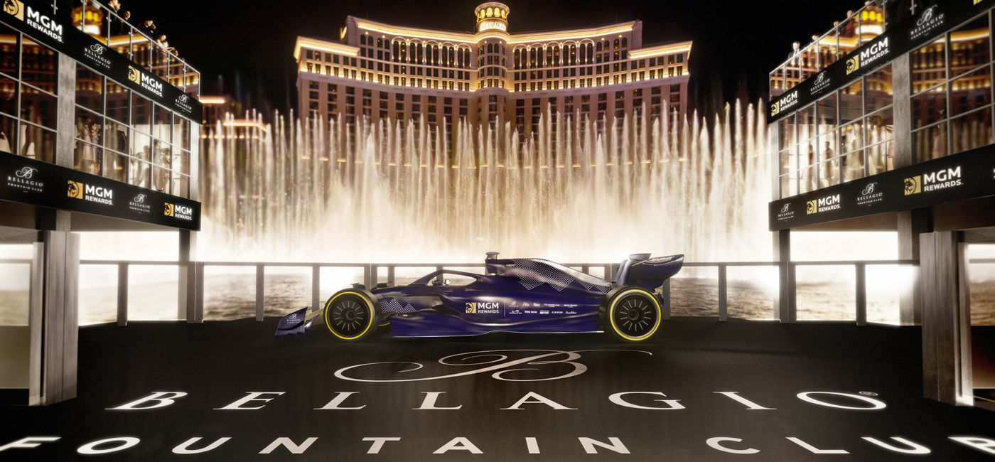 Image: Rendering of the Bellagio Fountain Club for the Formula 1 Las Vegas Grand Prix.  (Photo Credit: MGM Resorts International)