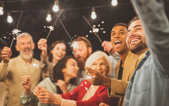Family and friends celebrating New Year's Eve.