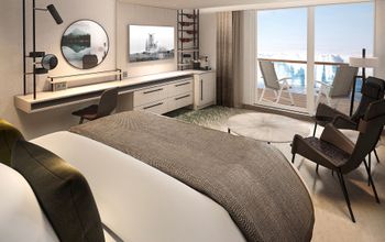 Balcony Suite onboard a Hurtigruten ship.
