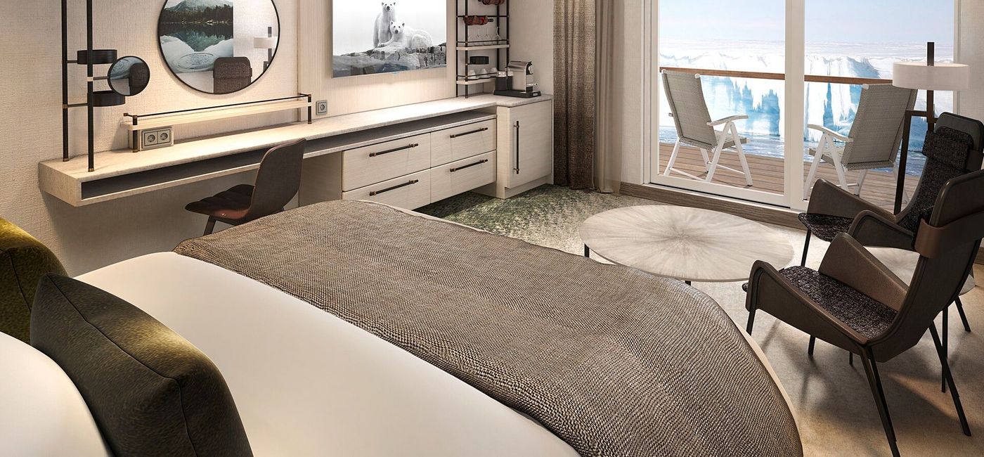 Image: Balcony Suite onboard a Hurtigruten ship. (photo via Hurtigruten) ((photo via Hurtigruten))