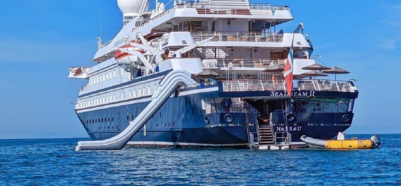 Image: The SeaDream II has a new inflatable slide from the pool deck to the sea. (Photo courtesy of SeaDream Yacht Club)