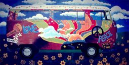 Painting of a Volkswagen bus