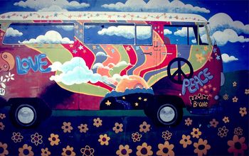 Painting of a Volkswagen bus