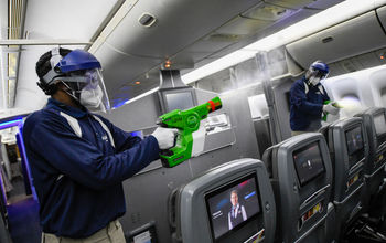 Electrostatic spraying on American Airlines plane.
