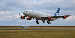 Scandinavian Airlines landing SAS jet airliner