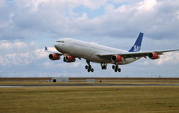 Scandinavian Airlines landing SAS jet airliner