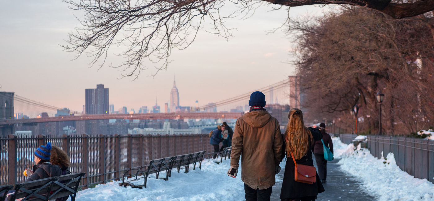 Image: A couple walks along the Hudson River in New York City. (photo via Julienne Schaer / NYC & Company) ((photo via Julienne Schaer / NYC & Company))