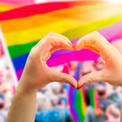hands, heart, pride, LGBTQ, gay rights, rainbow, flag, love
