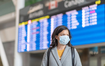 Traveling at the airport during the COVID-19 pandemic.